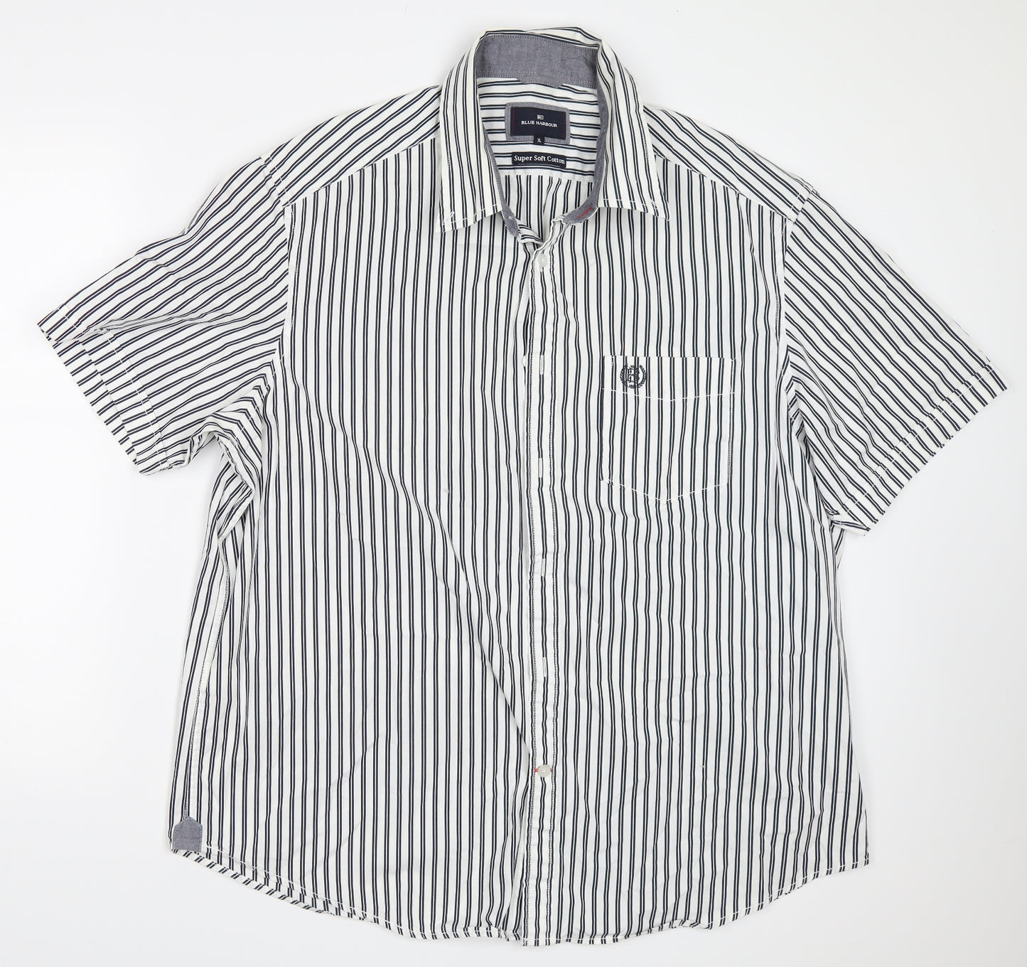 Blue Harbour Mens White Striped   Button-Up Size XL