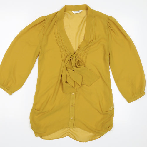 Miss Selfridge Womens Yellow   Basic Button-Up Size 6