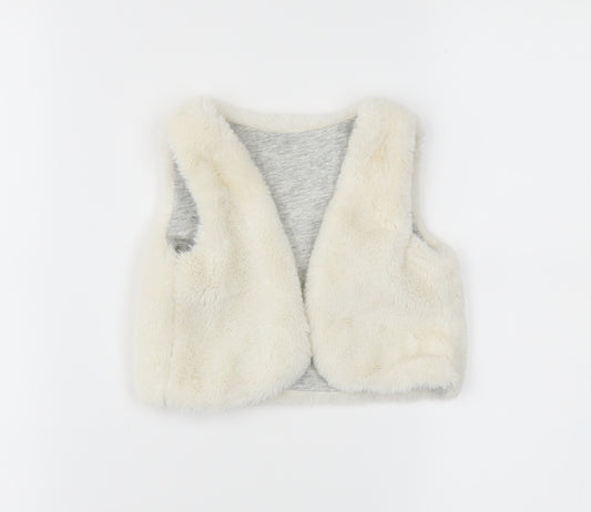Front view of Tu girls’ ivory gilet waistcoat, size 9-12, months