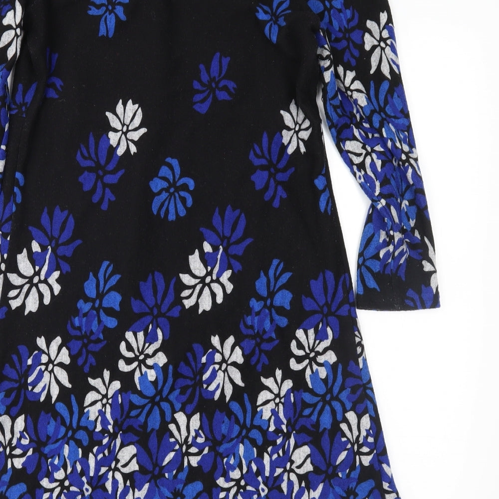 Roman Womens Black Floral  Fit & Flare  Size 10