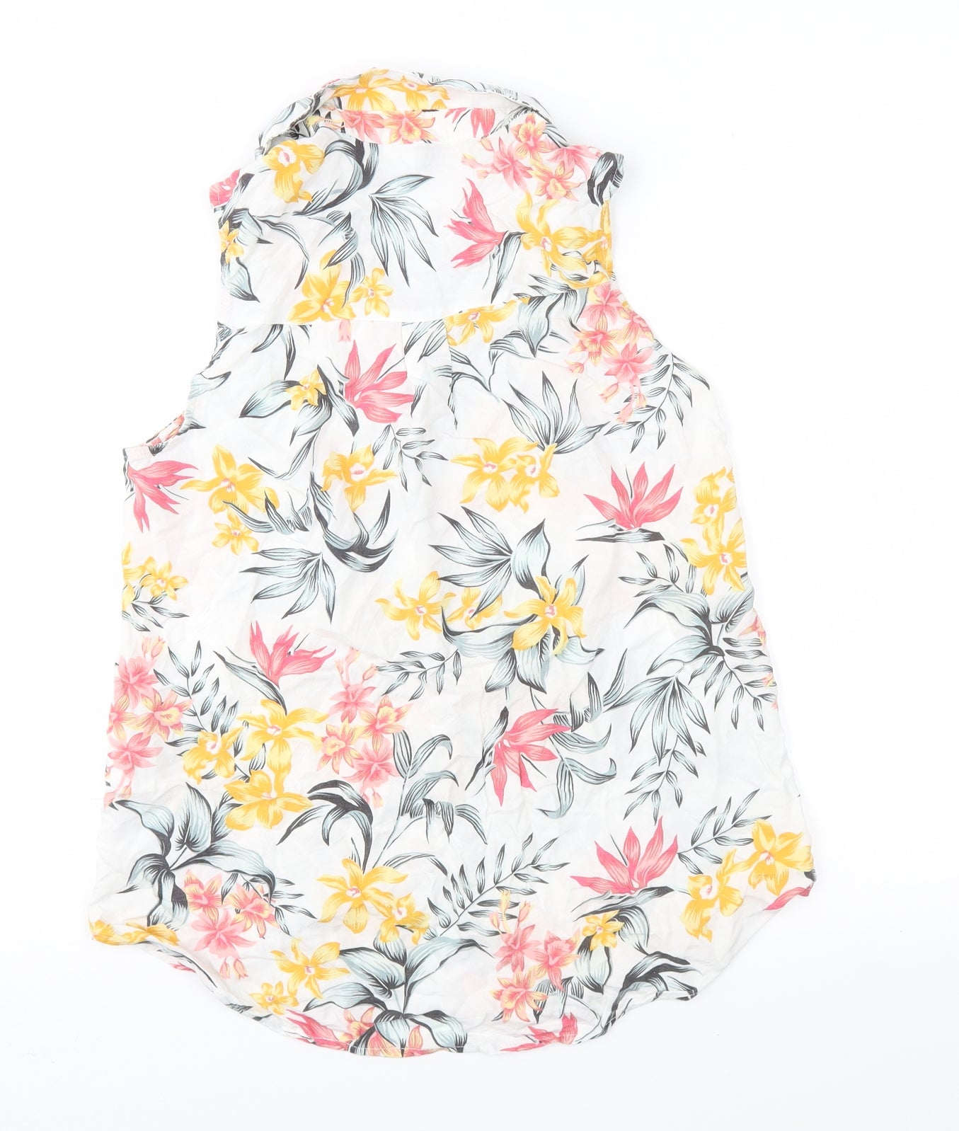 H&M Womens White Floral  Basic Button-Up Size 4