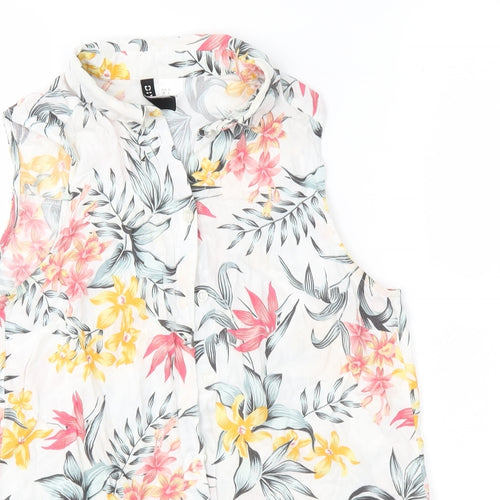 H&M Womens White Floral  Basic Button-Up Size 4
