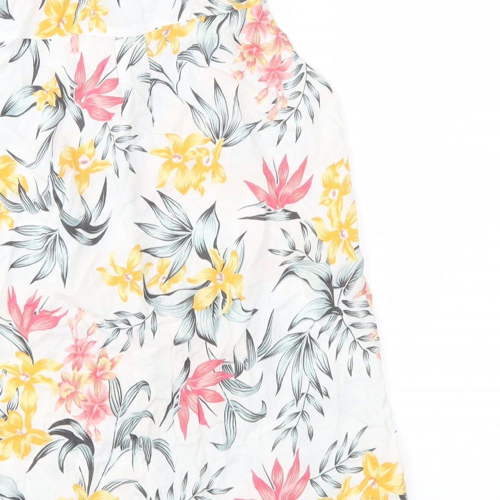 H&M Womens White Floral  Basic Button-Up Size 4