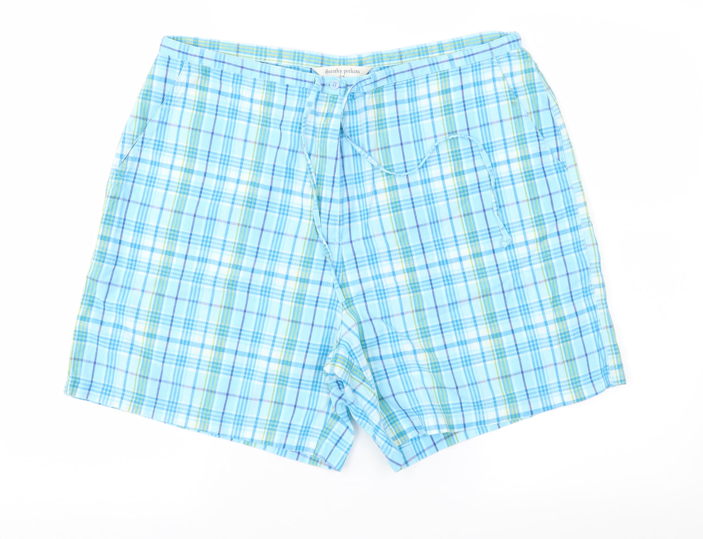 Dorothy Perkins Womens Blue Check  Mom Shorts Size 16
