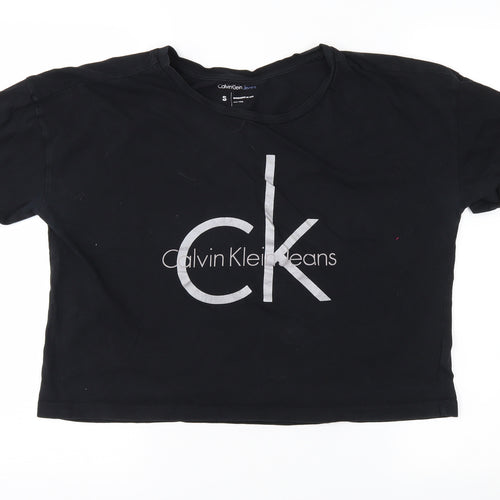 Calvin Klein Womens Black   Cropped T-Shirt Size S