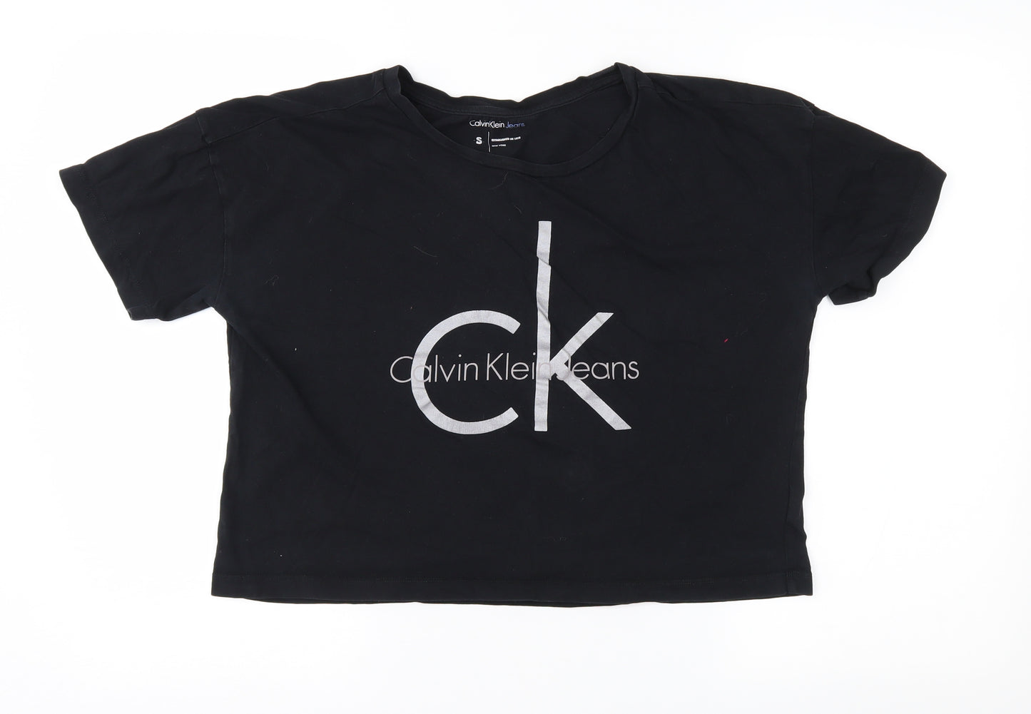 Calvin Klein Womens Black   Cropped T-Shirt Size S