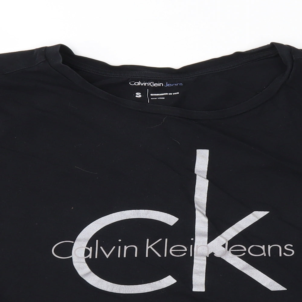 Calvin Klein Womens Black   Cropped T-Shirt Size S