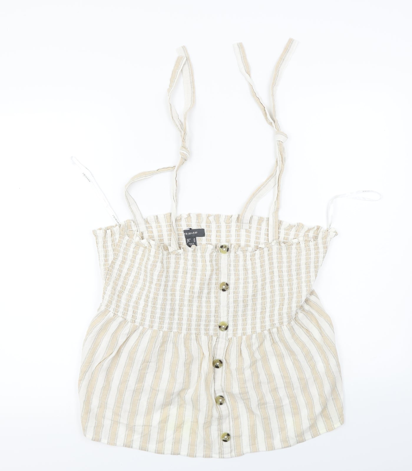 Primark  Womens Beige Striped  Basic Blouse Size 18