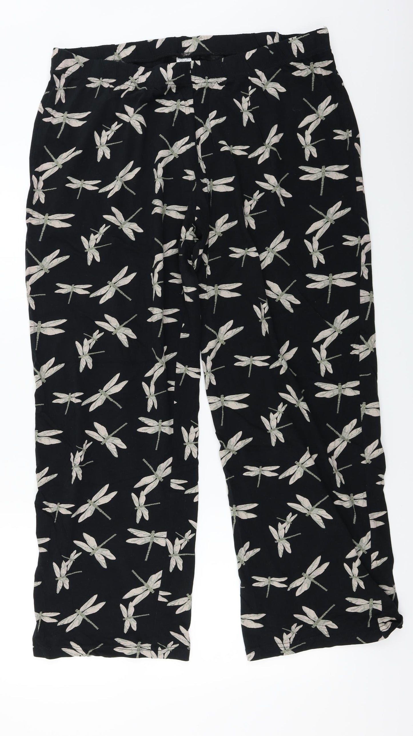 NEXT  Womens Black Floral  Trousers  Size 18 L25 in