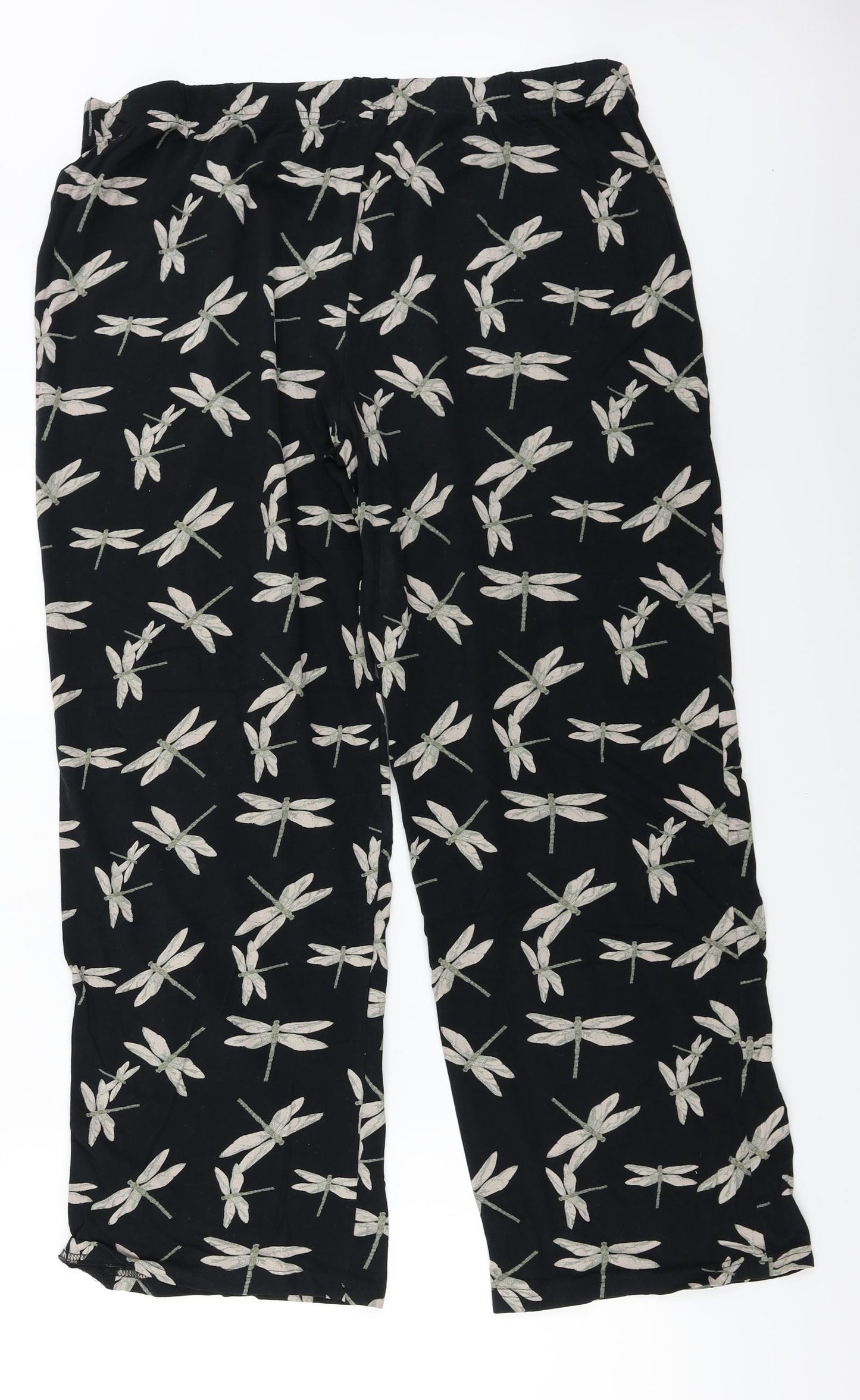 NEXT  Womens Black Floral  Trousers  Size 18 L25 in
