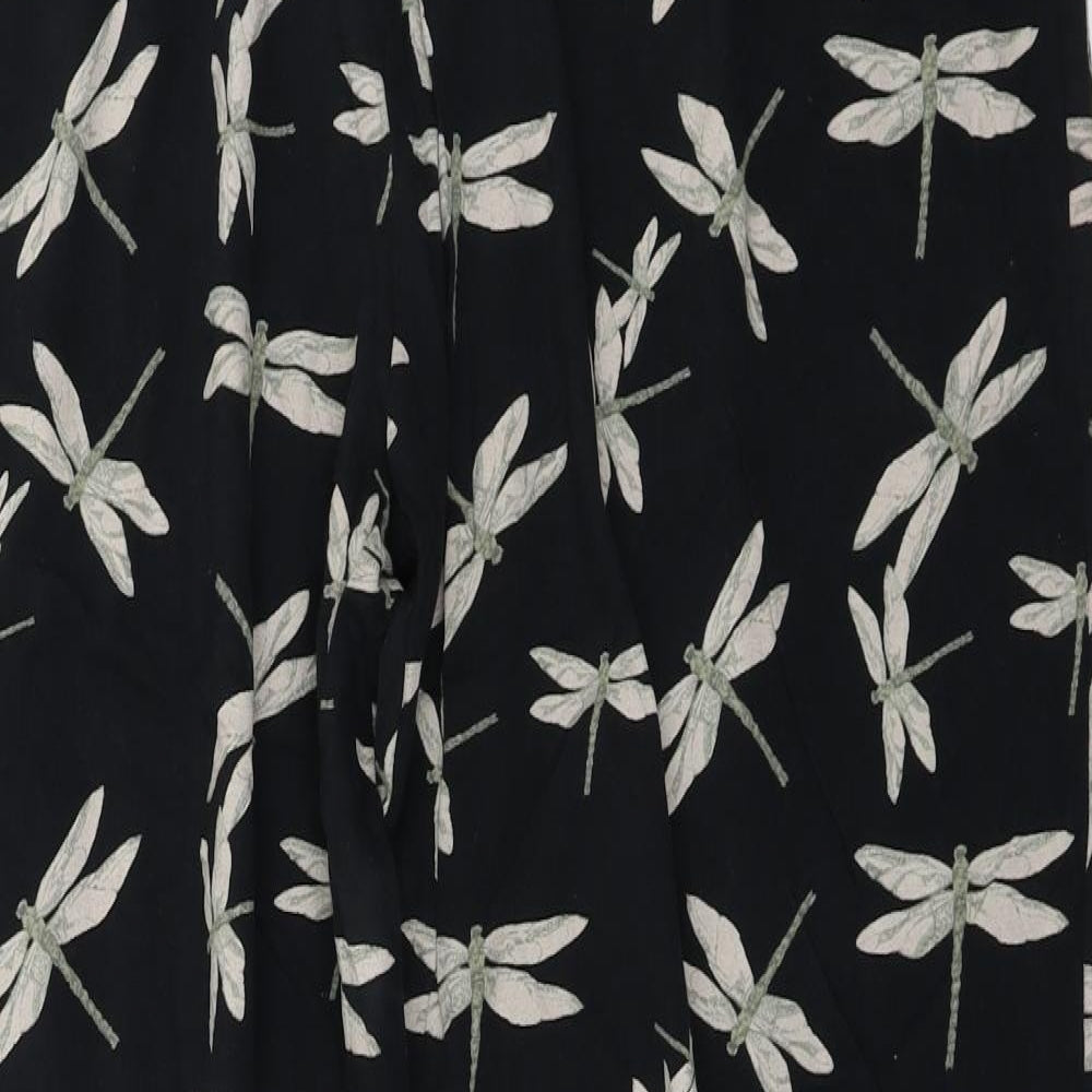 NEXT  Womens Black Floral  Trousers  Size 18 L25 in