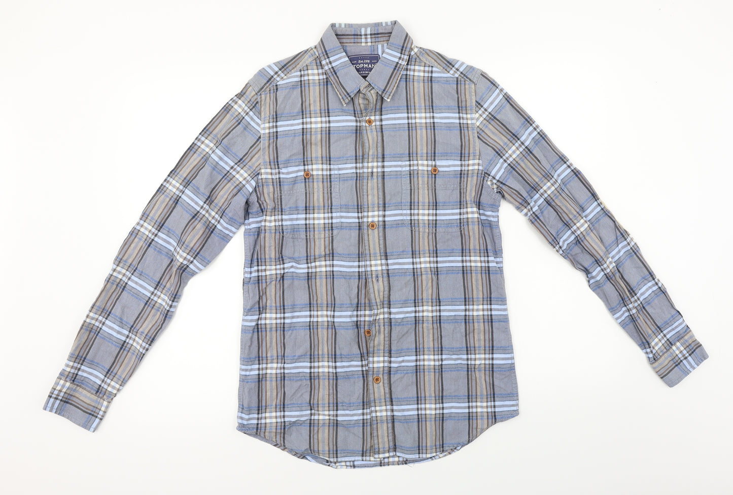 Topman  Womens Blue Check  Basic Button-Up Size S