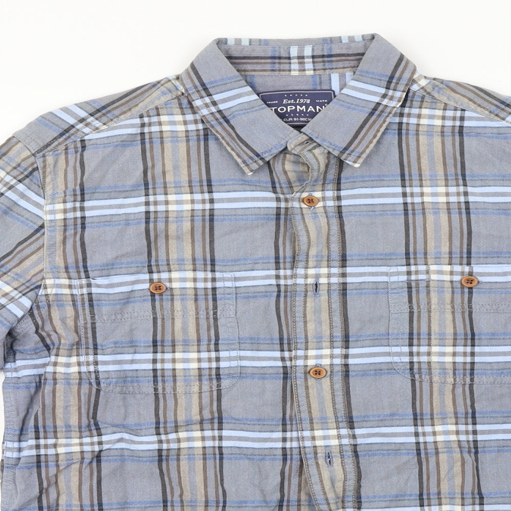 Topman  Womens Blue Check  Basic Button-Up Size S