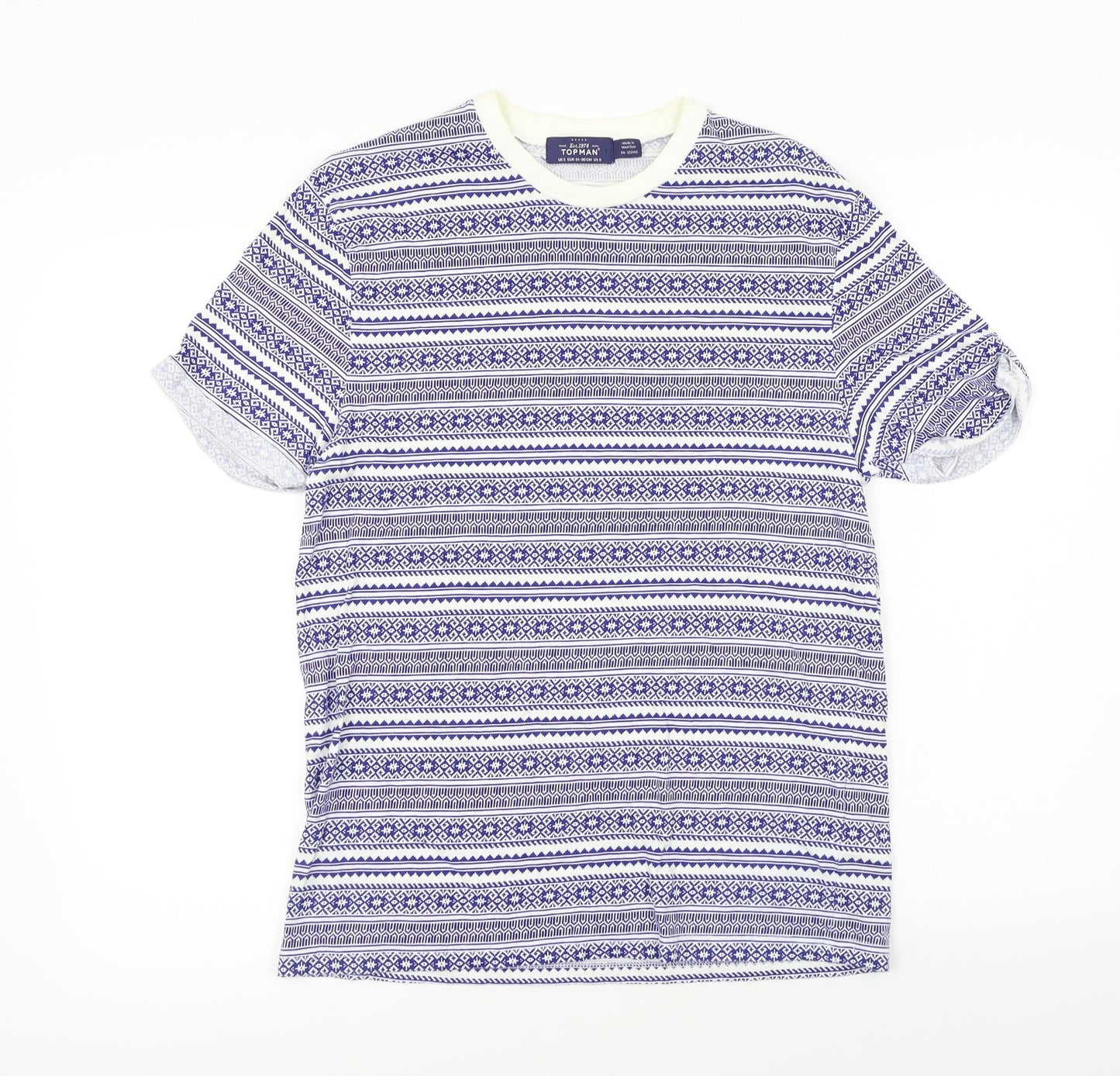 Topman  Womens Blue Herringbone  Basic T-Shirt Size S