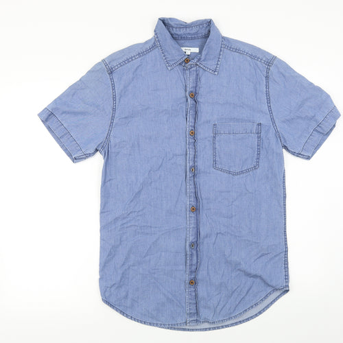 open Mens Blue    Button-Up Size S