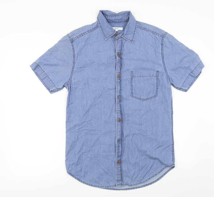 open Mens Blue    Button-Up Size S