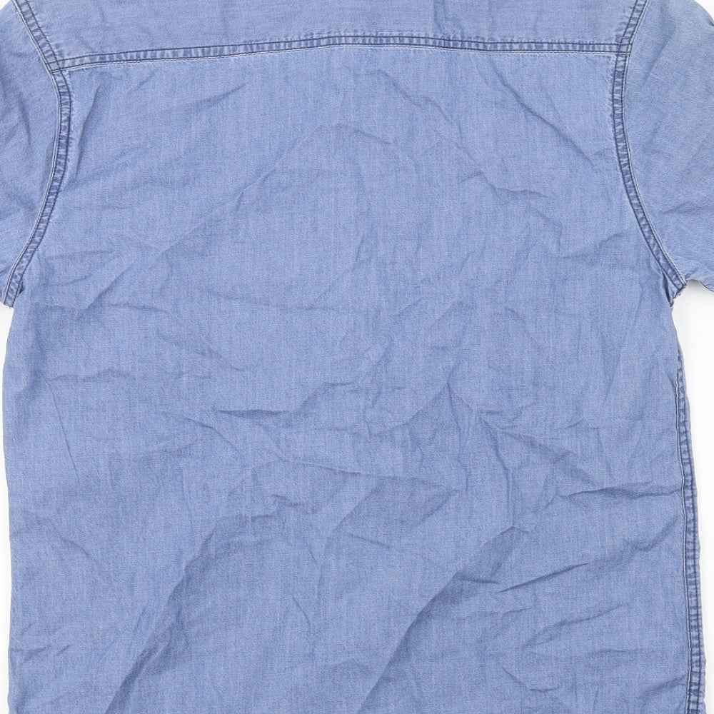 open Mens Blue    Button-Up Size S