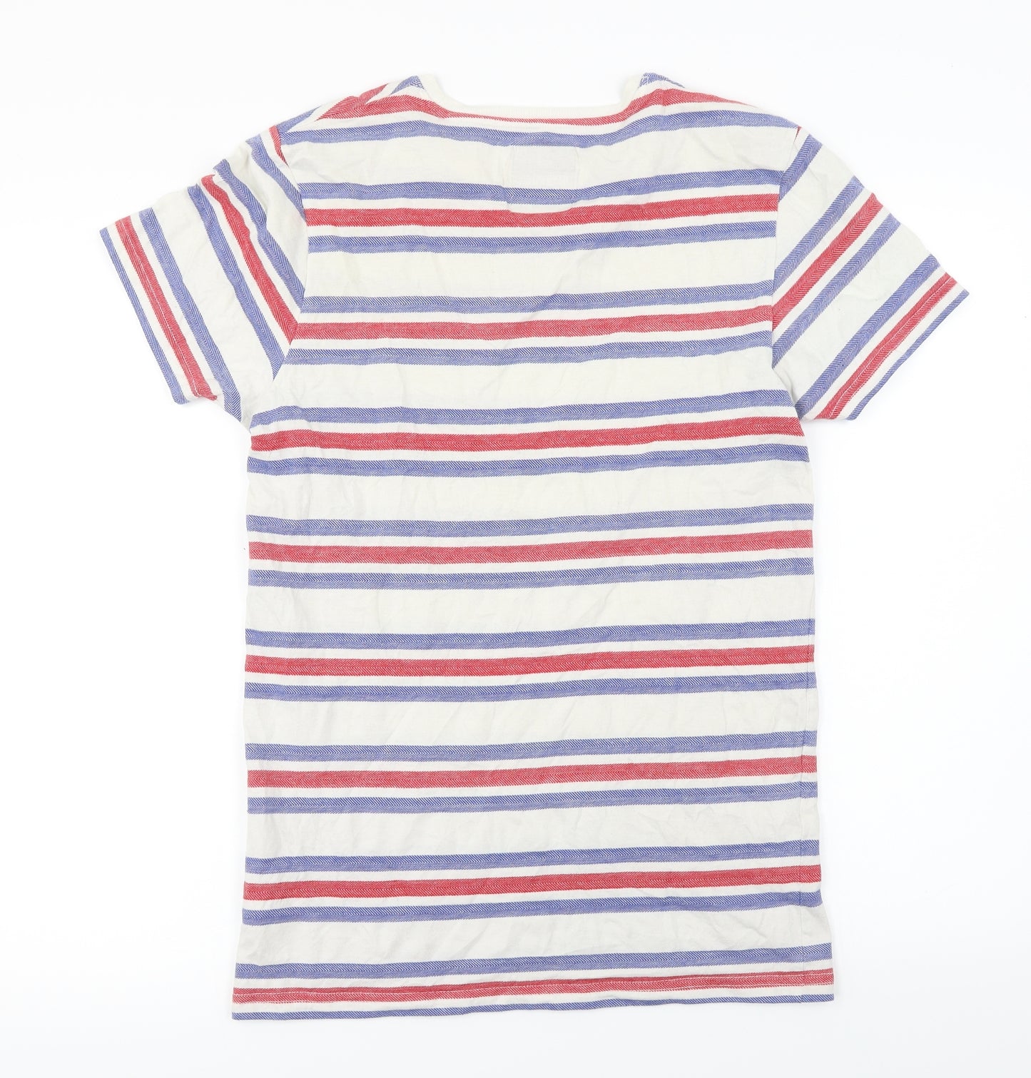 nannystate  Mens White Striped   T-Shirt Size S