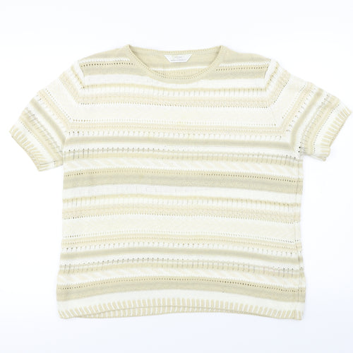 Marks and Spencer  Womens Beige Striped  Pullover Jumper Size 18