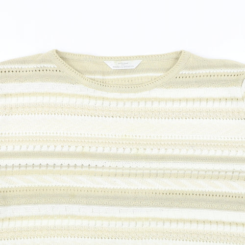 Marks and Spencer  Womens Beige Striped  Pullover Jumper Size 18