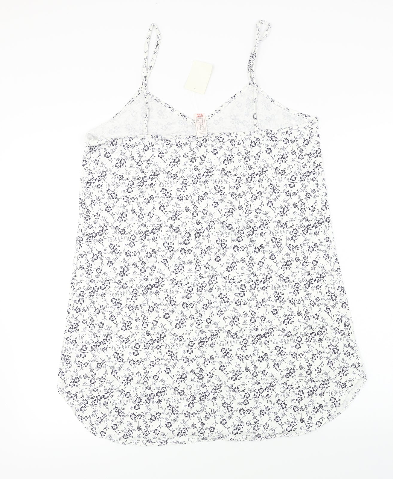 Preworn  Womens White Floral  Basic T-Shirt Size 14