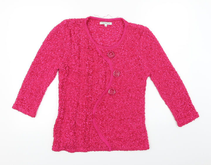 Elisabeth Womens Pink Cardigan Jumper Size M