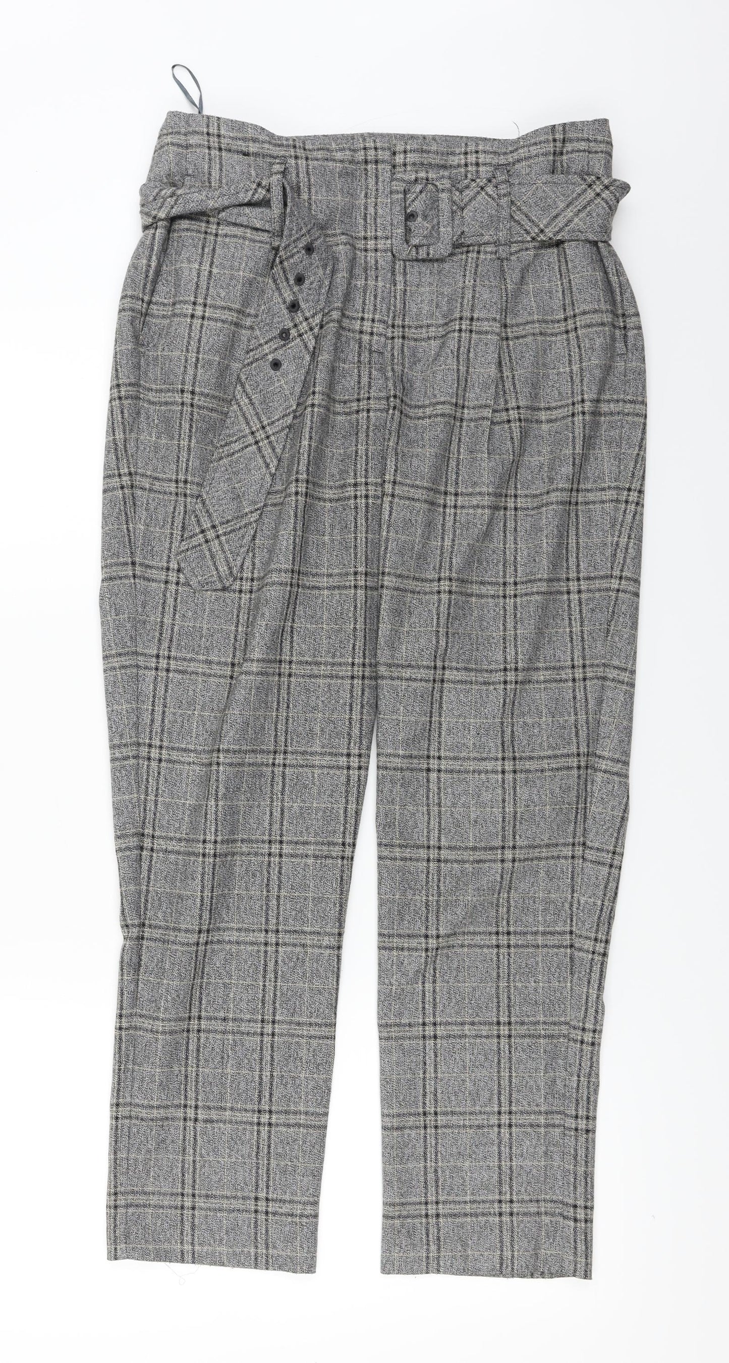 NEXT  Womens Grey Check  Trousers  Size 10 L24 in