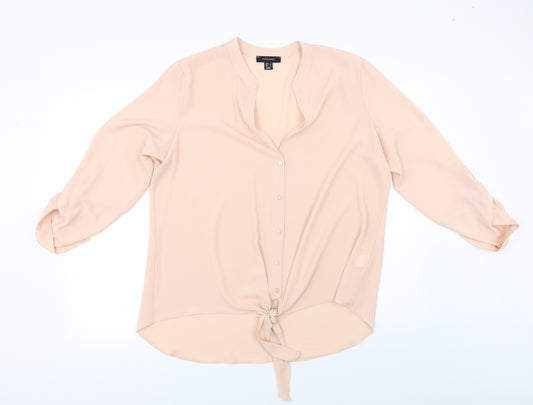 Front view of Atmosphere women’s pink basic button-up, size UK 18