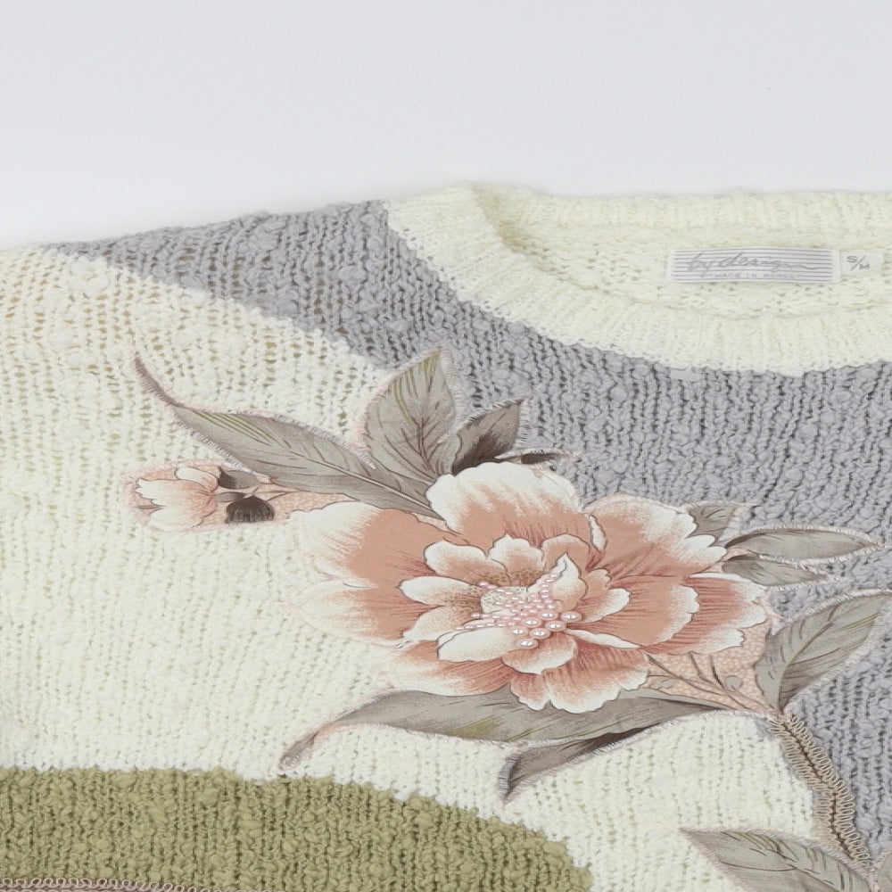 By Design  Womens Ivory Floral  Pullover Jumper Size M