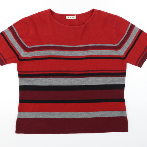 Berkertex Womens Red Striped  Pullover Jumper Size 18