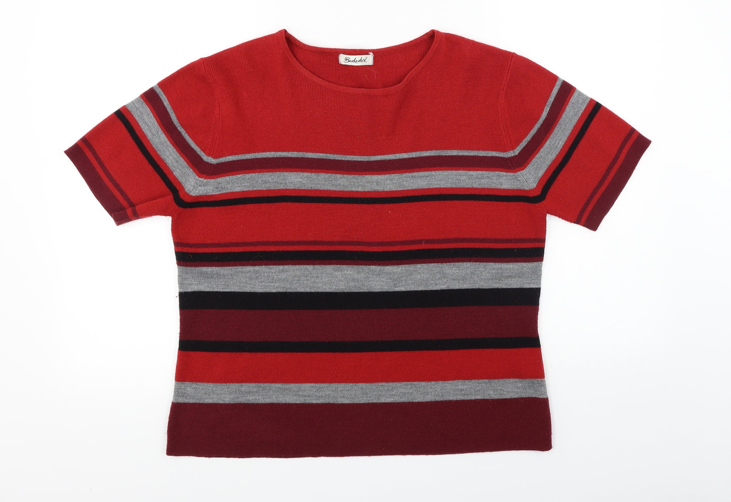 Berkertex Womens Red Striped  Pullover Jumper Size 18