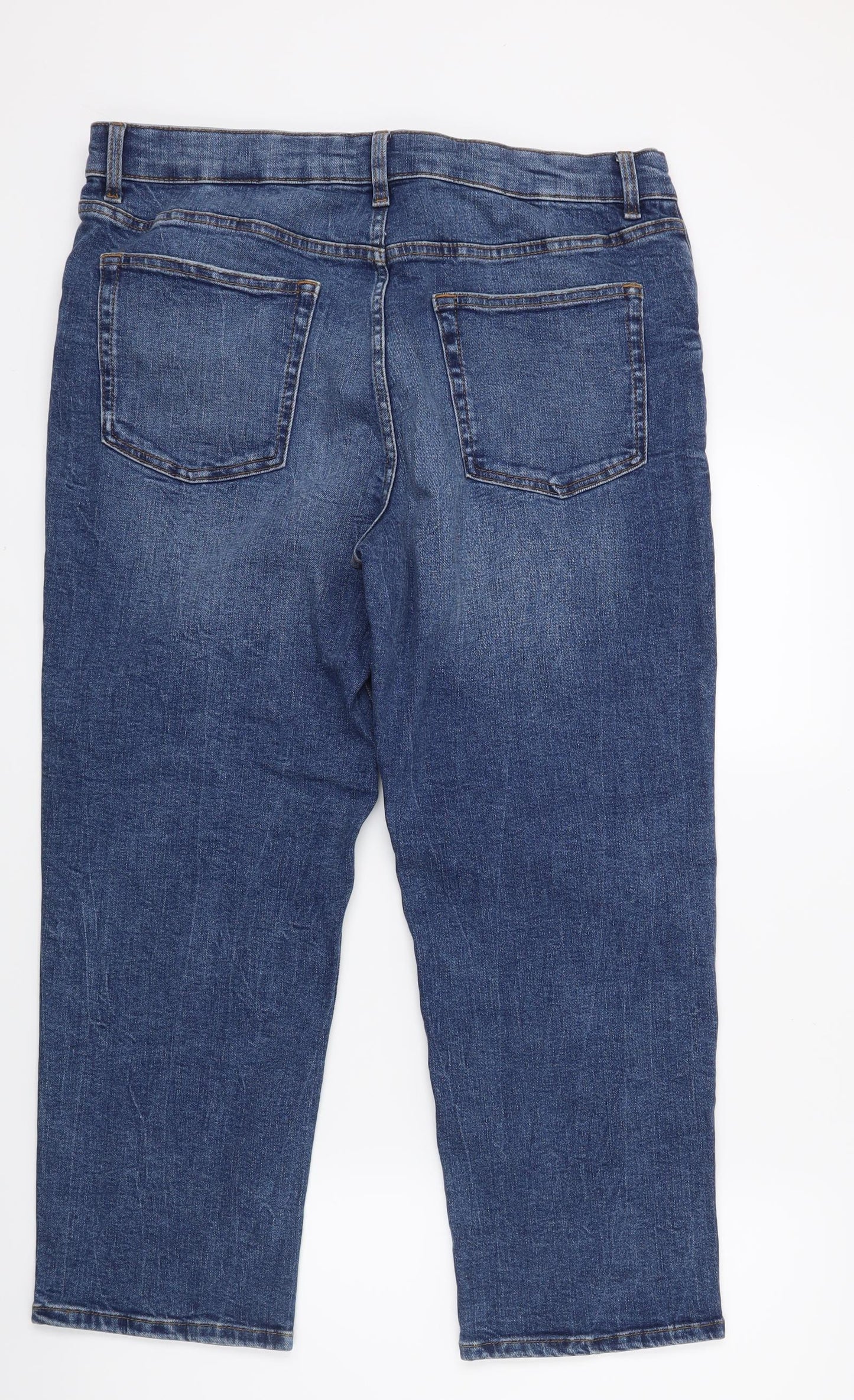 Marks and Spencer Womens Blue  Denim Straight Jeans Size 14 L22 in - Short