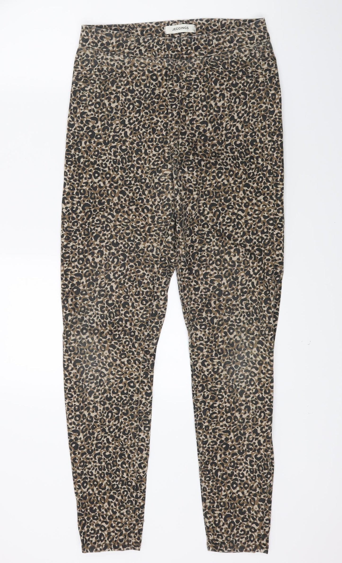 Marks and Spencer Womens Brown Animal Print Denim Jegging Jeans Size 10 L26 in