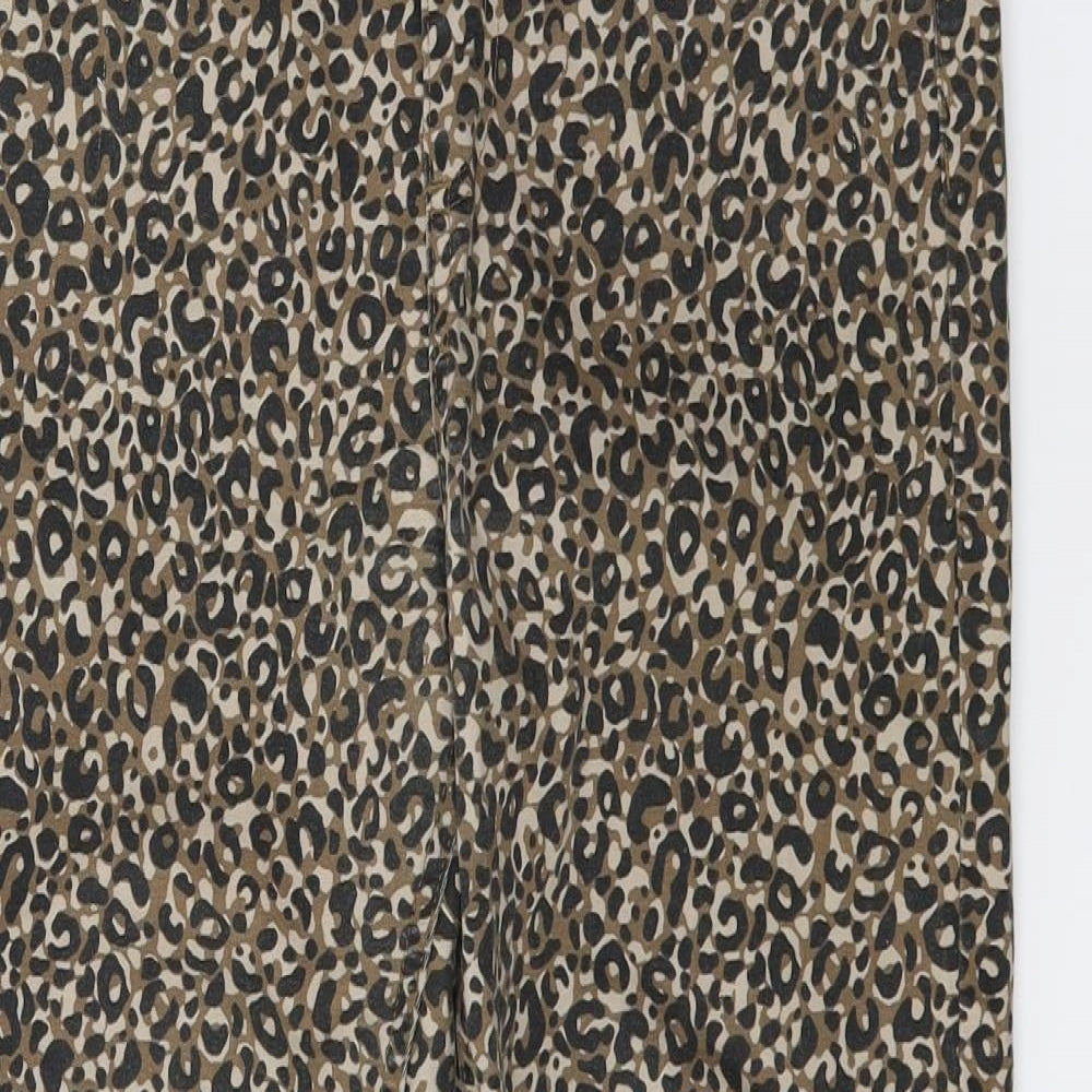 Marks and Spencer Womens Brown Animal Print Denim Jegging Jeans Size 10 L26 in