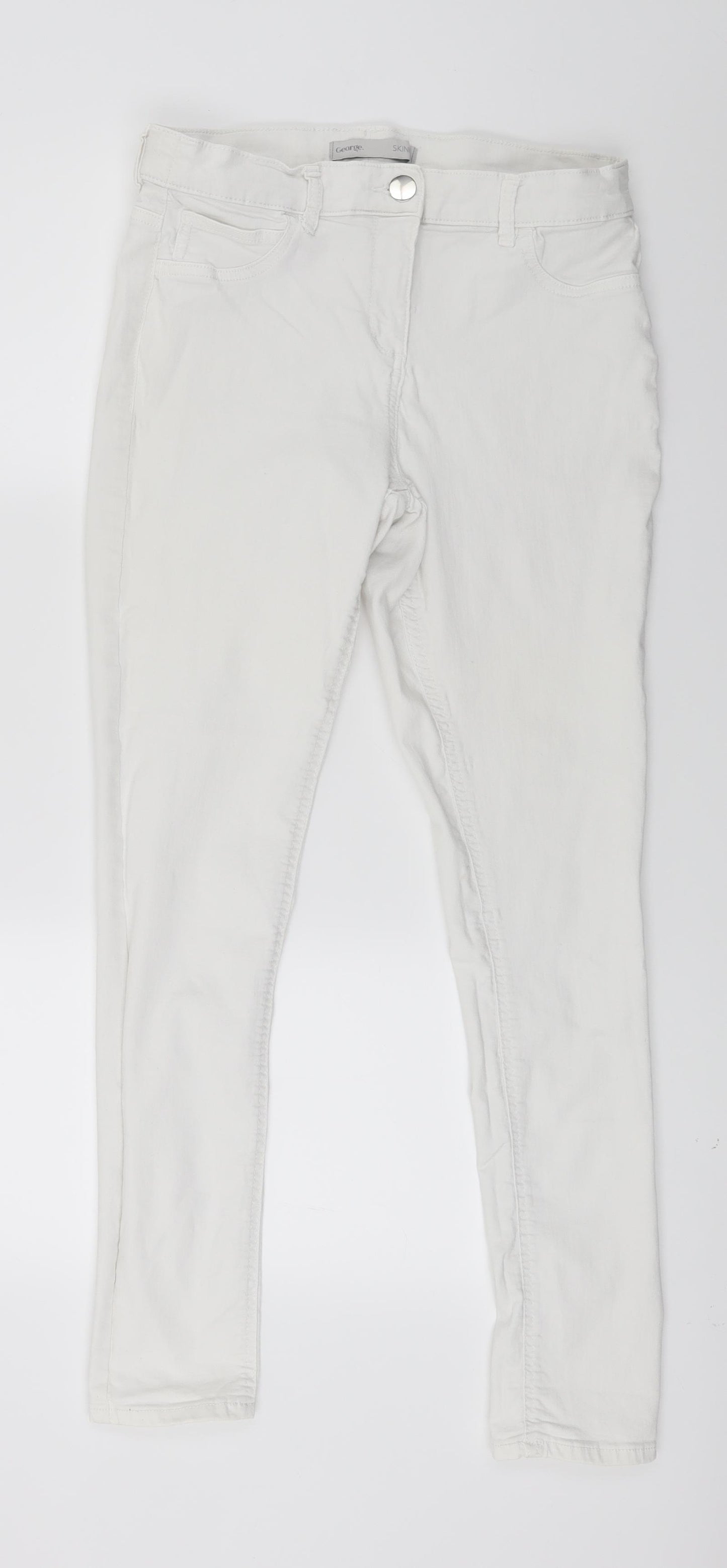 George Womens White  Denim Skinny Jeans Size 14 L27 in