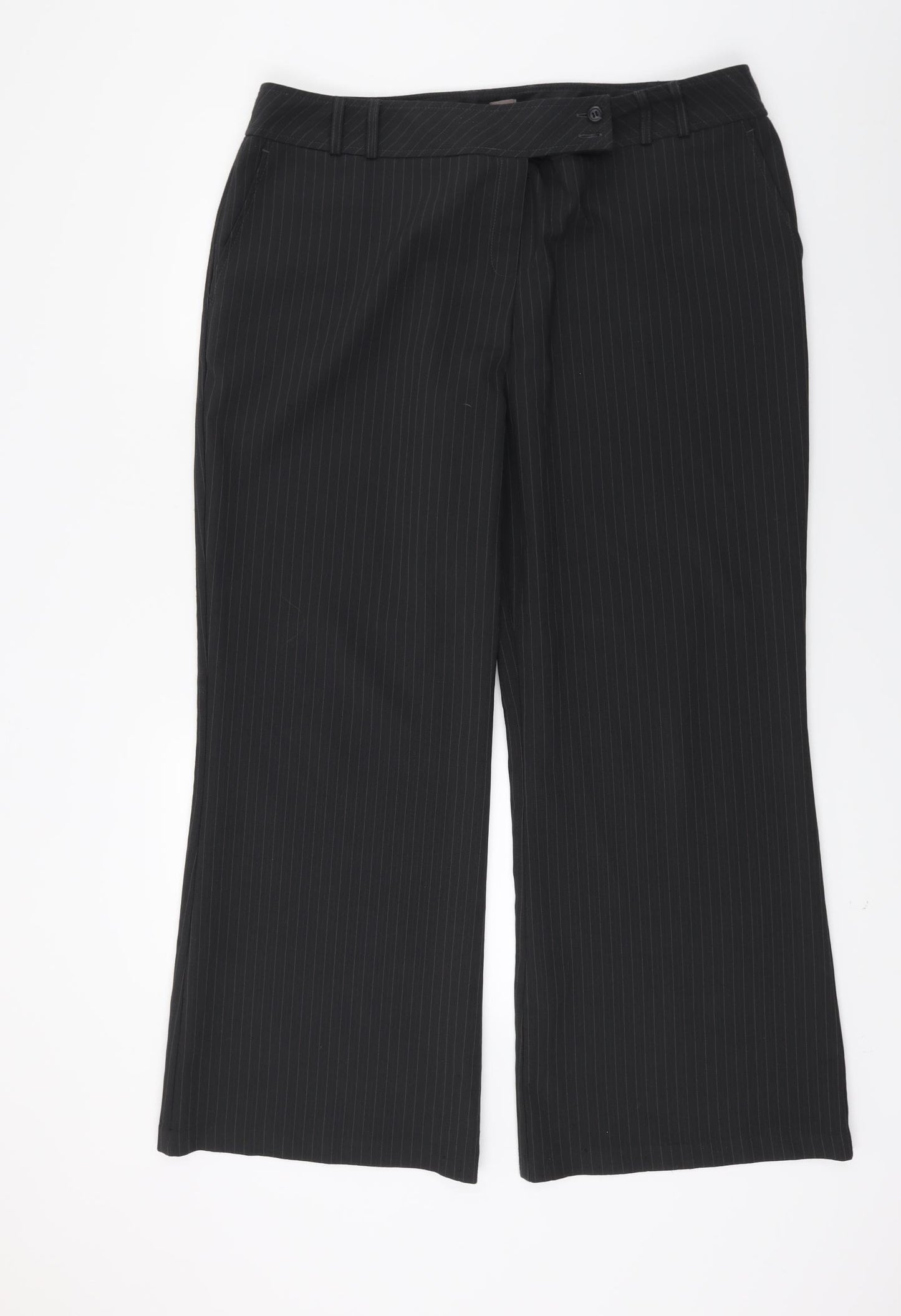 TU Womens Black Striped  Trousers  Size 16 L25 in