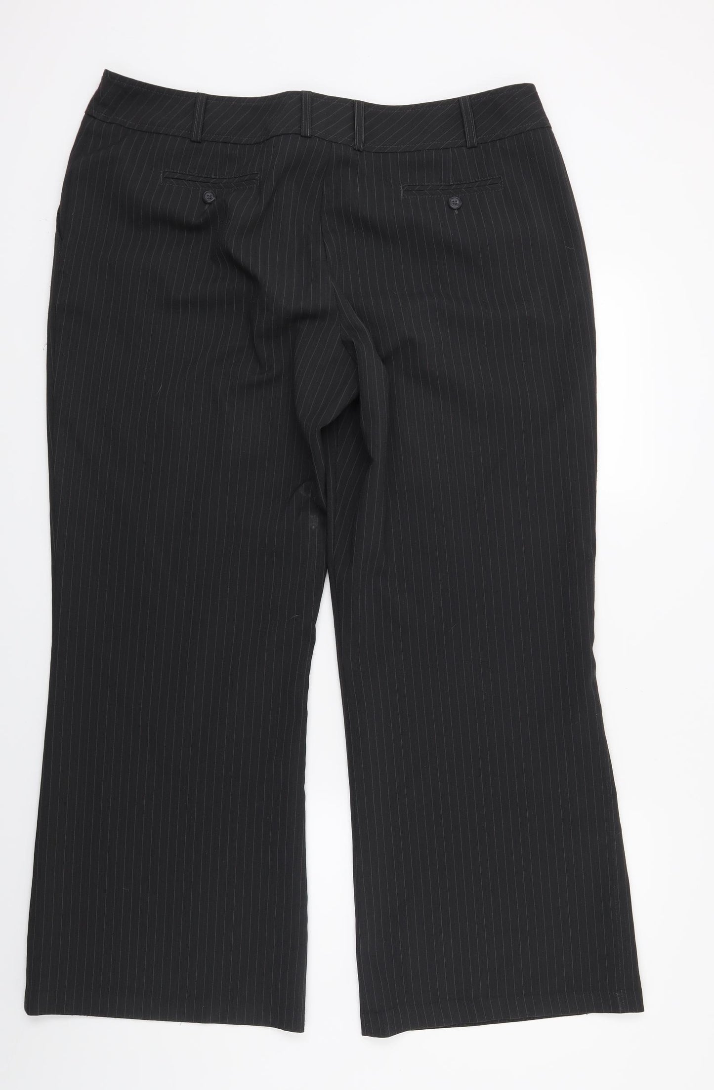 TU Womens Black Striped  Trousers  Size 16 L25 in