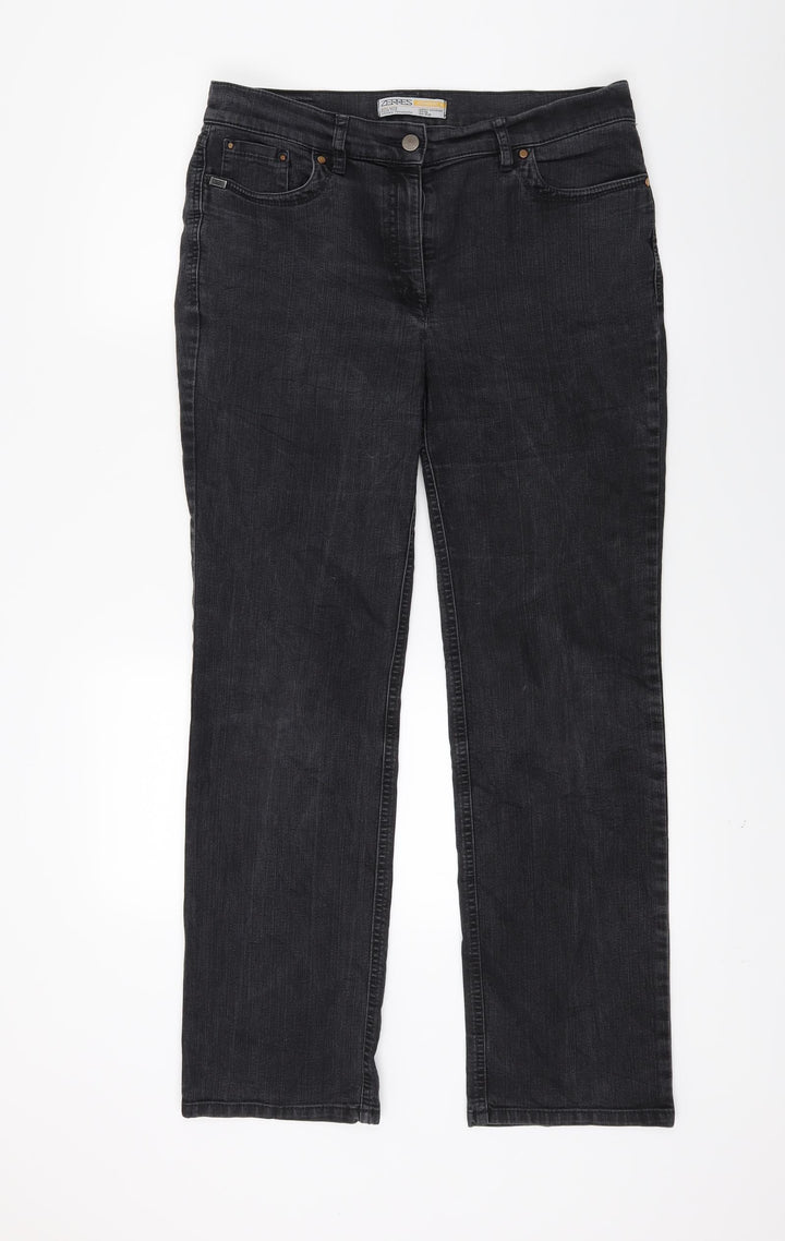 ZERRES Womens Black  Denim Straight Jeans Size 14 L26 in