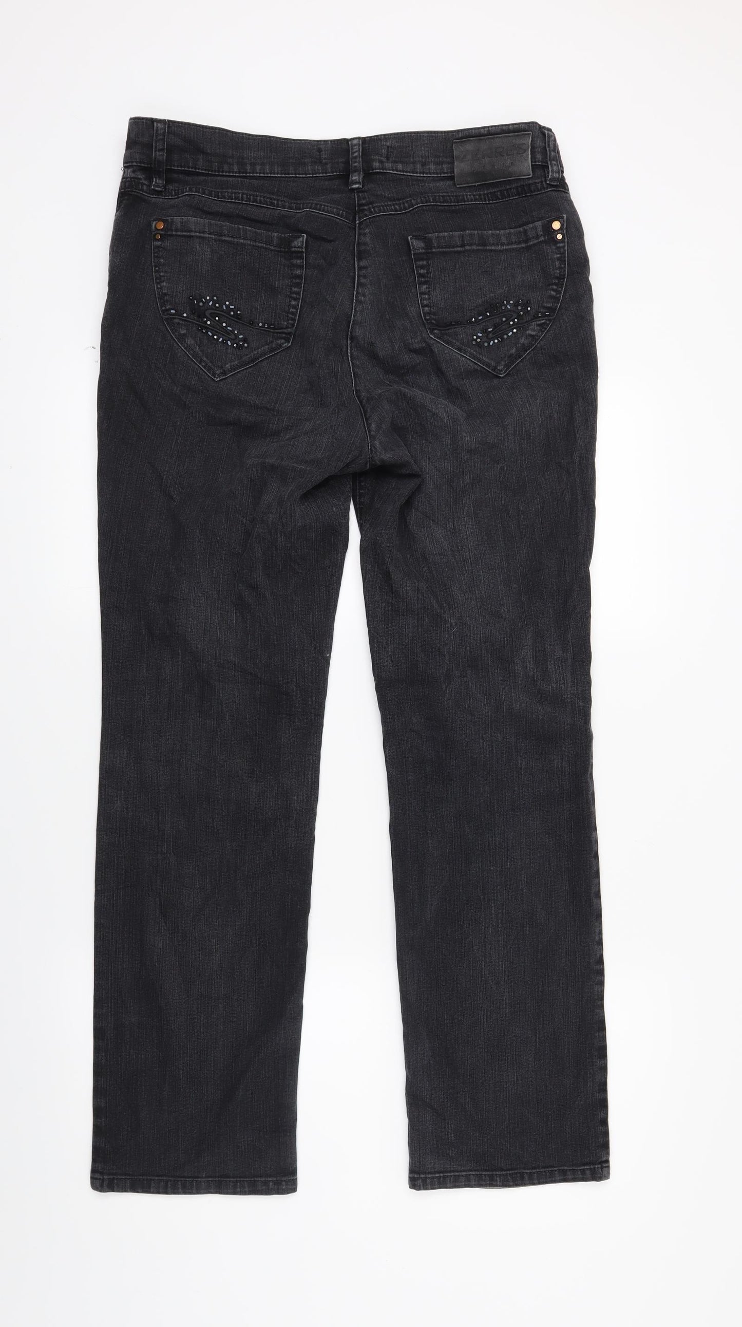 ZERRES Womens Black  Denim Straight Jeans Size 14 L26 in