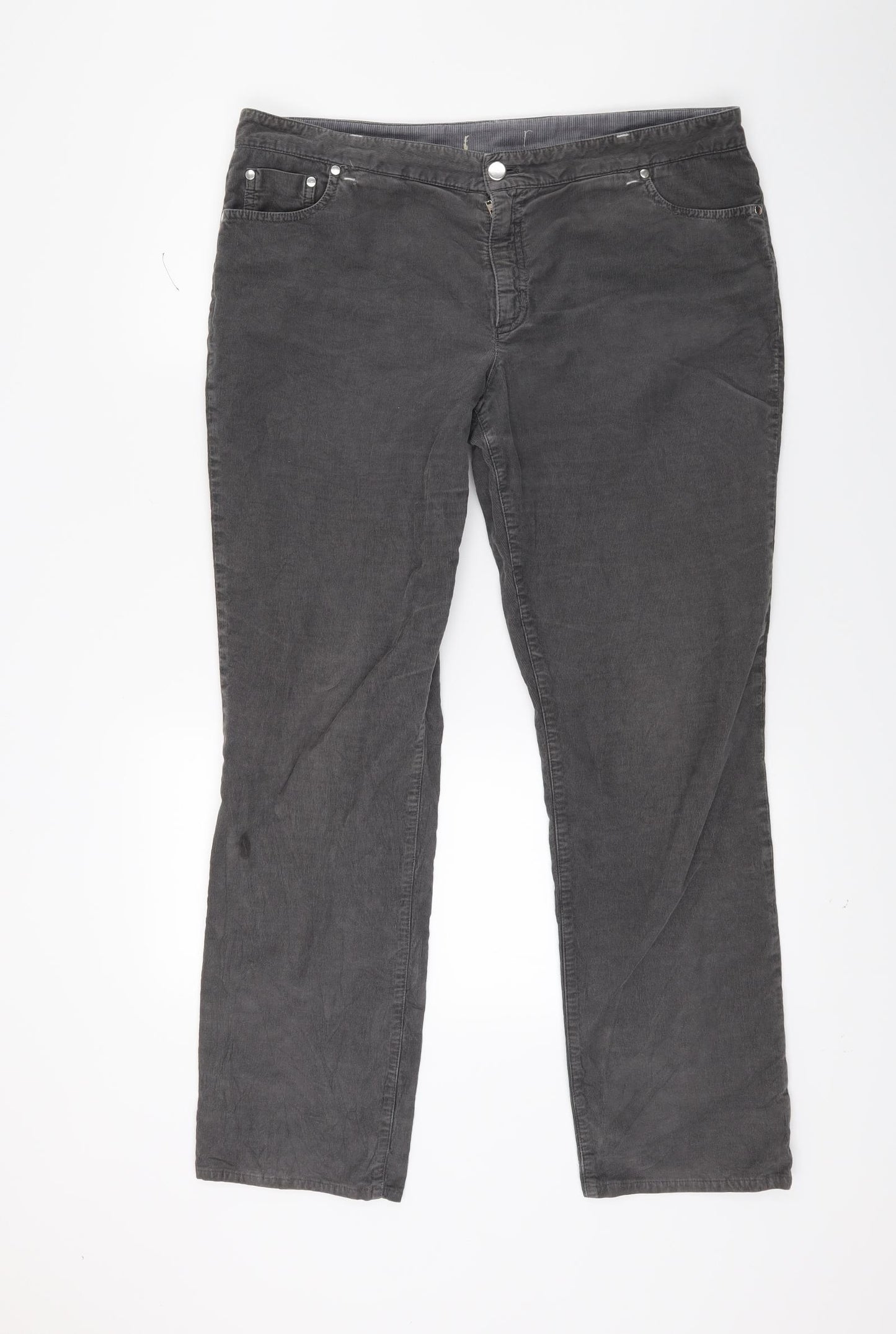 Preworn Womens Grey  Corduroy Straight Jeans Size 16 L26 in