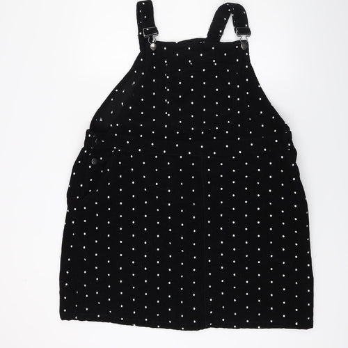 TU Womens Black Polka Dot Corduroy Pinafore/Dungaree Dress  Size 22