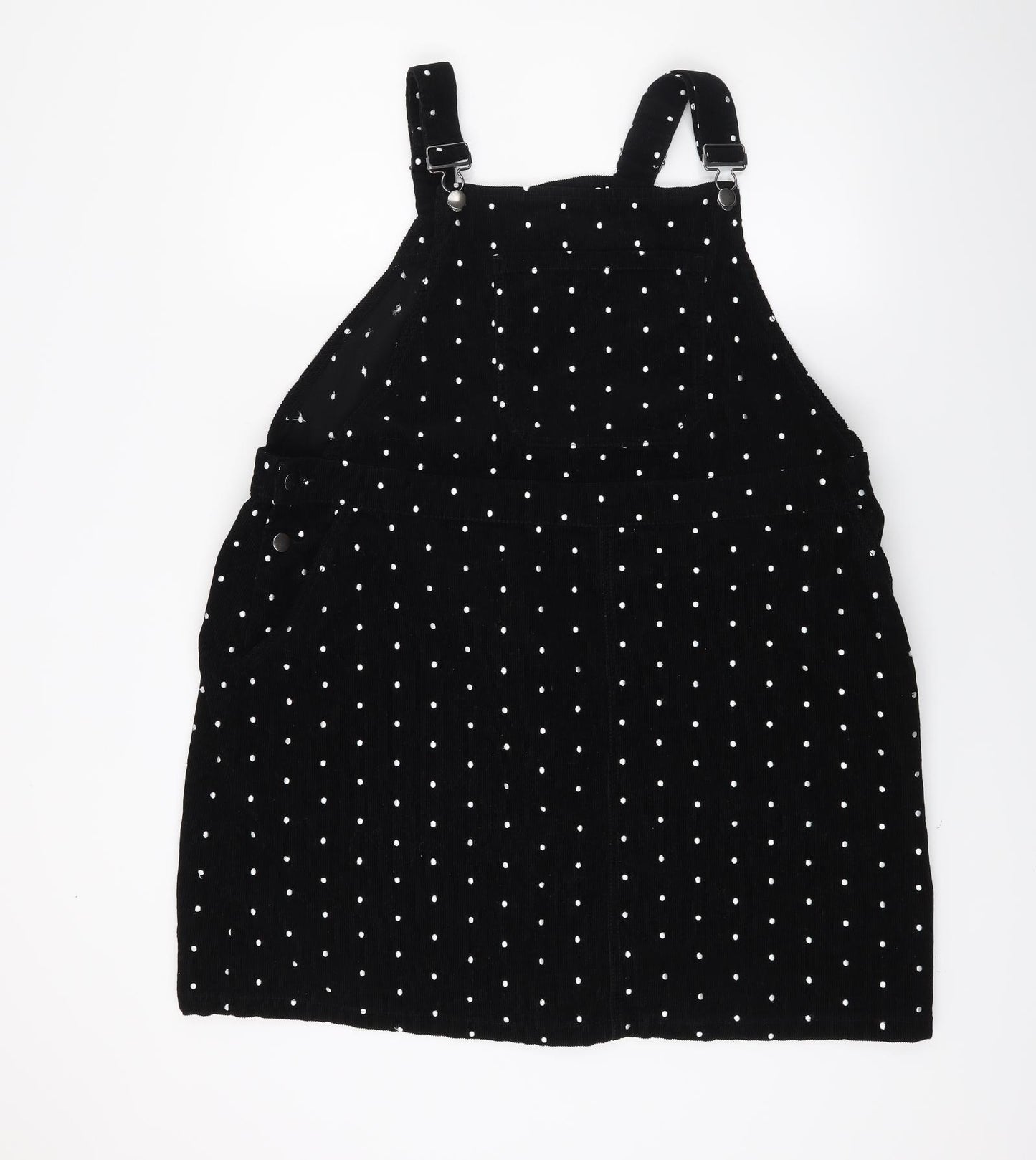 TU Womens Black Polka Dot Corduroy Pinafore/Dungaree Dress  Size 22