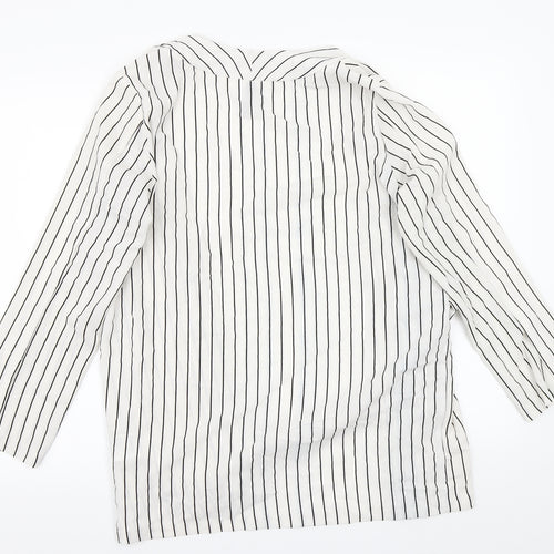H&M Womens White Striped  Cardigan Jumper Size M