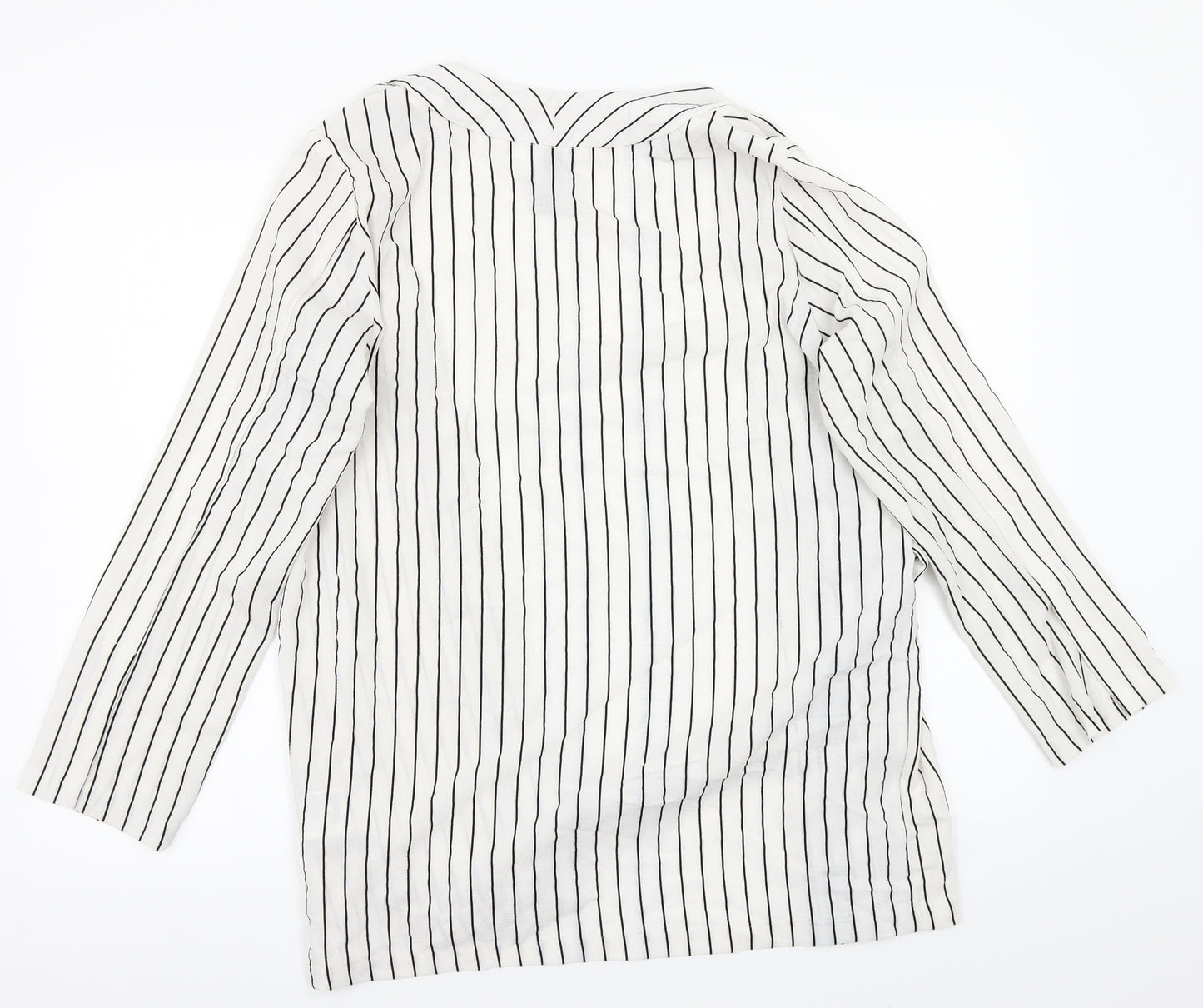 H&M Womens White Striped  Cardigan Jumper Size M