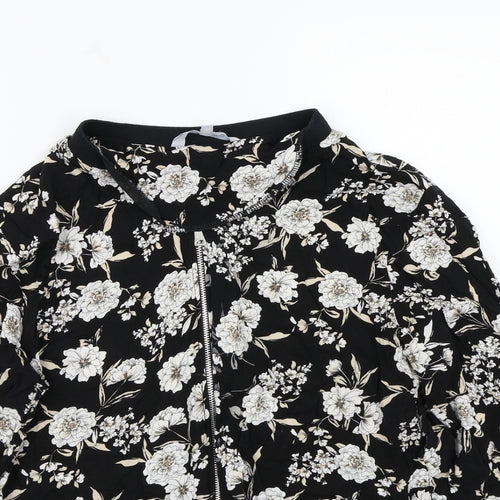 Redherring Womens Black Floral  Jacket Coat Size 16