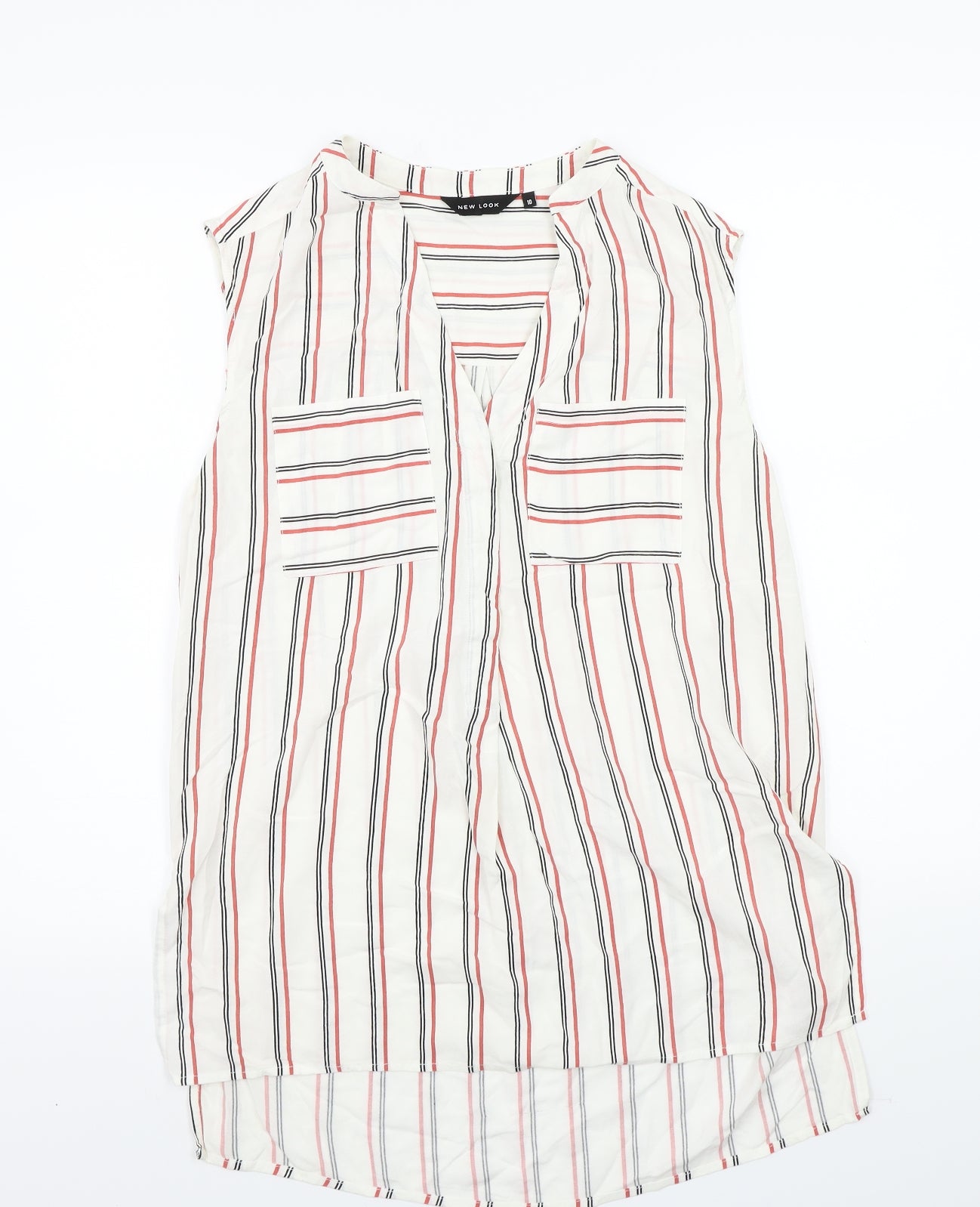 Newlook Womens White Striped  Basic T-Shirt Size 10