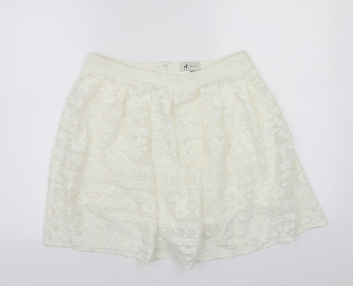 yfl Womens White A-Line Skirt Size 12