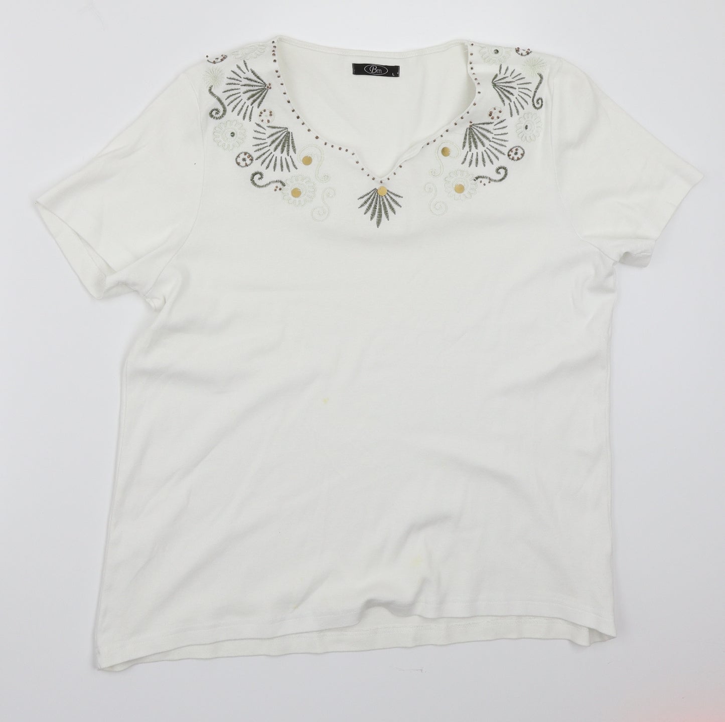 BM Womens White   Basic T-Shirt Size L