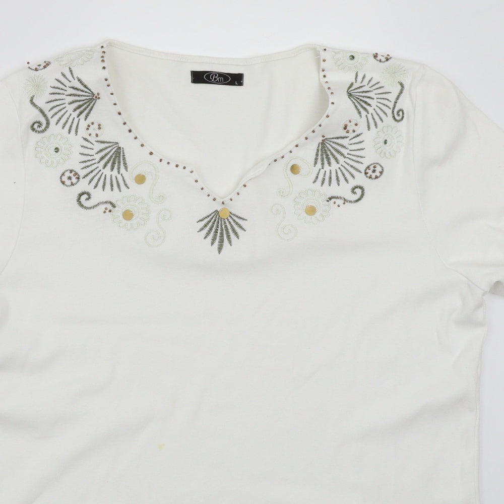 BM Womens White   Basic T-Shirt Size L