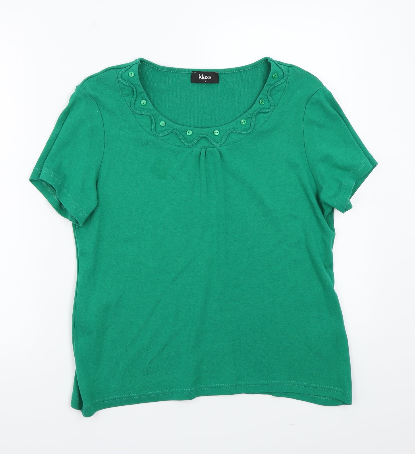 Klass  Womens Green   Basic T-Shirt Size L